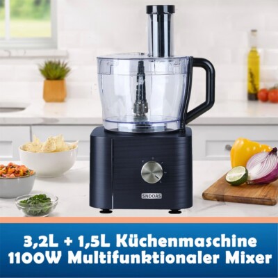 11in-1 Kompakt-Küchenmaschine Mixer Zerkleinerer Reiben Food Processor 3,2L+1,5L