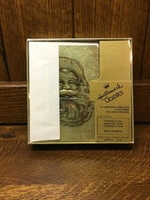 VTG HALLMARK CLASSICS GOLD FOIL SANTA CARDS AND FOIL LINED ENVELOPES