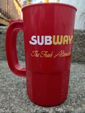 1980's Subway Red Plastic Drinking Cup Mug The Fresh Alternative Made in USA