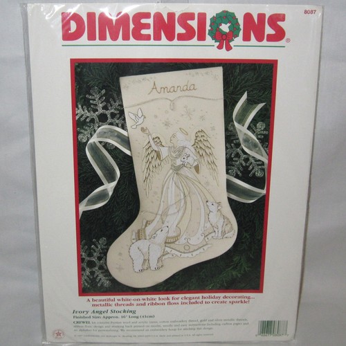 1997 Dimensions Ivory Angel Stocking Crewel Craft Kit Christmas 8087 eBay