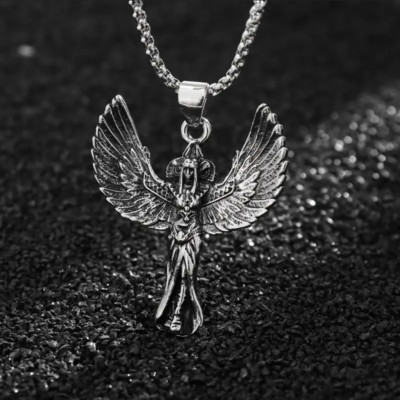 Feather Wing Angel Jewelry Vintage Silver Sexy Goddess Pendant Necklace