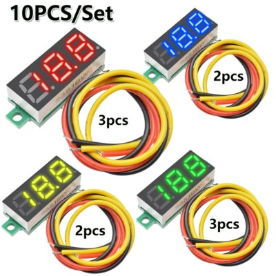 10PCS 0.28'' Mini DC 0-100V Voltage Tester Gauge Meter Digital LED Voltmeter
