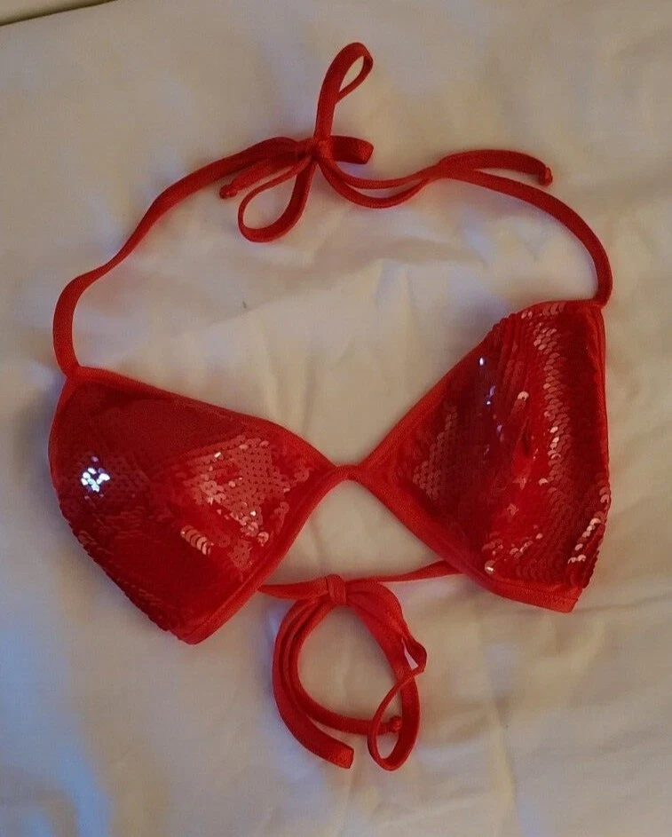 Impresionante Bikini Extremadamente Raro Moschino Mare Vintage Años 90 Lentejuelas Rojas Talla 4 Foto 3 de 4