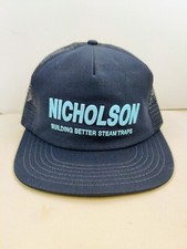 Vtg USA MADE Nicholson Steam Trap puffy Trucker Hat Snapback Cap Vintage NOS