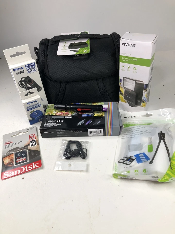 Bolsa para gadgets para cámara Vivitar con accesorios, con filtro, flash, disparador Foto 2 de 2
