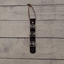 3-Bell Sleigh Bells, All Weather Stainless Steel Bells on Black Leather Strap