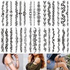 10 Sheets Mix Tribal Fake Temporary Tattoos for Adult, Black Tribal Pattern Tatt