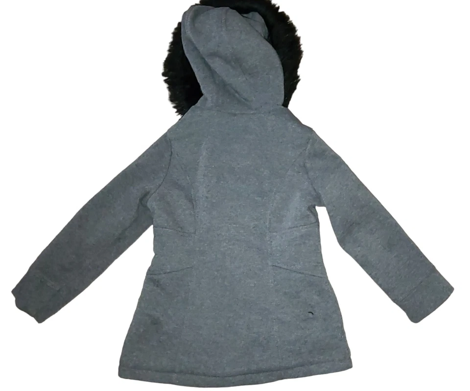 Limited Too Girls Black Hooded Fur Fleece Jacket W/ Metallic Trim Size 5/6 - Image 2 of 4