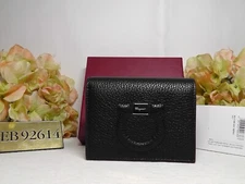 Salvatore Ferragamo Black Mini Gancini Pebbled Leather Wallet****$480****NIB