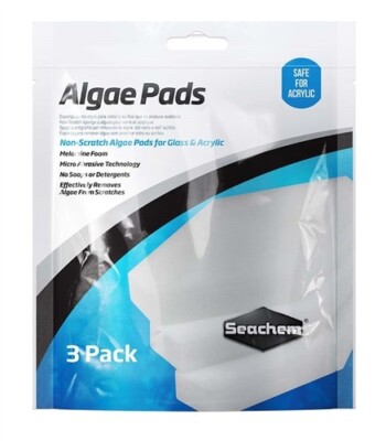 SEACHEM ALGAE FOAM PADS 3 PACK for CLEANING GLASS or ACRYLIC AQUARIUM TANKS