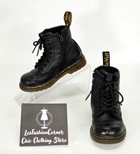 Dr Martens Kids' Black Leather Zavala Combat Lace Up Boot Size 10 2007