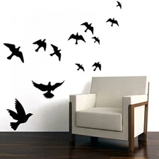 Witkey Flying Black Bird Flying High to Sky 3d Removable Vinyl Wall Sticker 