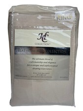 HC Collection Beige King Bed Skirt Dust Ruffle 14" Drop Tailored Microfiber New
