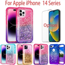For Apple iPhone 14/Pro/14 Pro Max/Plus Shockproof Glitter Liquid Defender Case