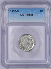 1937-D Buffalo Nickel 5c ICG MS65