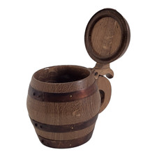 Holzbierkrug 1/2 Liter Eiche rustikal mit Kupferreifen