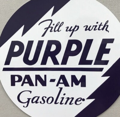 Vintage Style Purple Pan-am Gasoline Oil Heavy Steel Metal Quality Sign