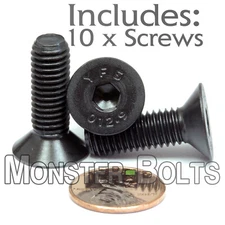 M8-1.25 x 25mm - Qty 10 - Flat Head Socket Cap Screws Countersunk CL 12.9 M8