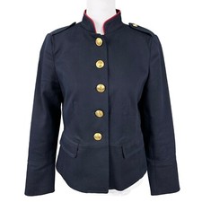 Talbots Petites 4P Navy Gold Button Lapels Military Equestrian Blazer Jacket