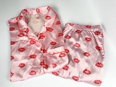 Victorias Secret AFTERHOURS LIPS Silky SATIN Pajama Set M Medium