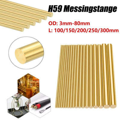 H59 Brass Rod Round Solid Copper Rod OD 3mm-80mm Length 100/150/200/250/300mm