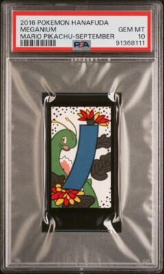 Pokemon PSA 10 Meganium Hanafuda Mario Pikachu-September 2016
