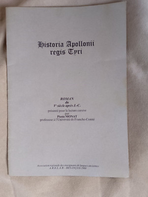P. Monat - Historia Apollonii regis Tyri - Roman du V siecle apres J.C