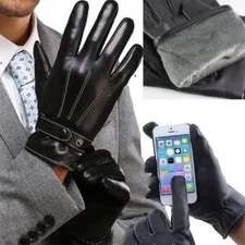 Leather Gloves Motorcycle Men Full Finger Touch Screen Driving Winter Warm USA