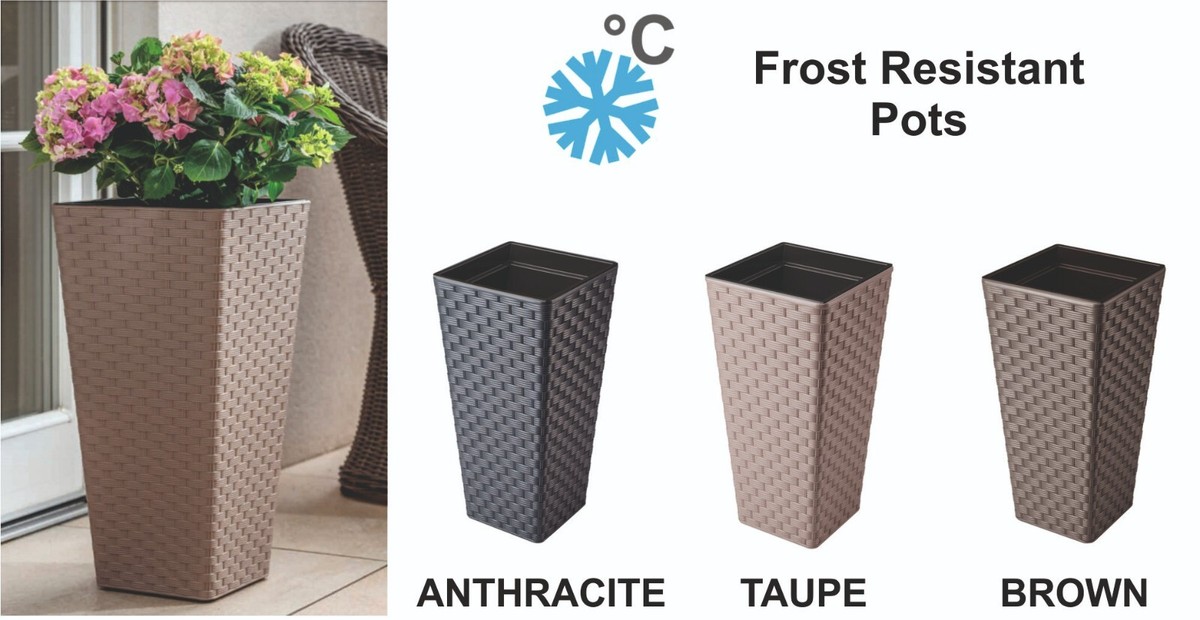 CLEARANCE SALE Tall Plant Pots Large Rattan Weave Square Front Door Planter  | eBay