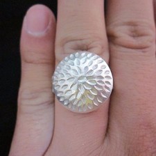 Fine Silver Jewelry Rings Ethno Anello Argento Adjustable Halo Dome Band 46021