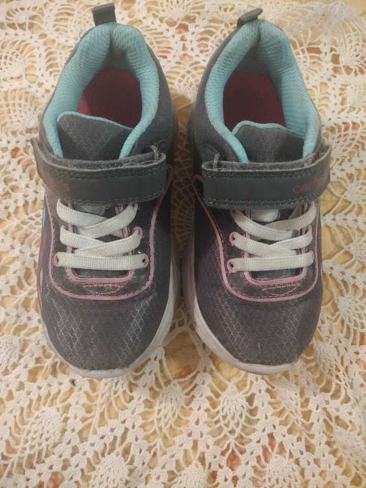 Zapatillas Carter's Light-Up Sin Corbata Verde Azulado Púrpura Gris Niña Talla 9 Foto 3 de 4