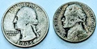 1935 Washing Quarter and 1945 S wartime Jefferson Nickel. Open to offers.