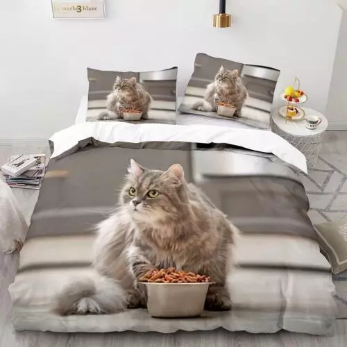 Cats Quilt Duvet Cover Pillowcase Pets Bedding Set Single Double King Size Hot - Picture 59 of 63