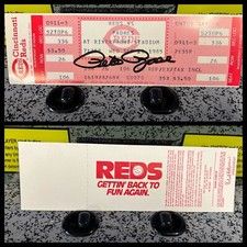 1985 Pete Rose Signed Auto #4192 Cincinnati Reds Ticket Unused Black Sharpie