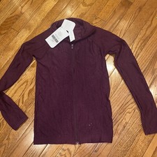 Fabletics Womens Luciana Burgundy Long Sleeve Zip Up Jacket Floral Size XS