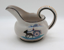 Vtg Deruta Italian Pottery Pitcher Jug FARMER w/ DONKEY CART Quimper-Style NICE!