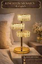 Luxury Gold Crystal Table Lamp – Modern LED Bedside Lamp