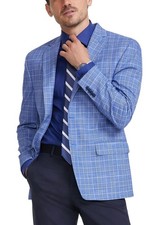 Michael Kors Mens Classic-Fit Check Sport Coat 38 Regular Blue/White - NWT 295