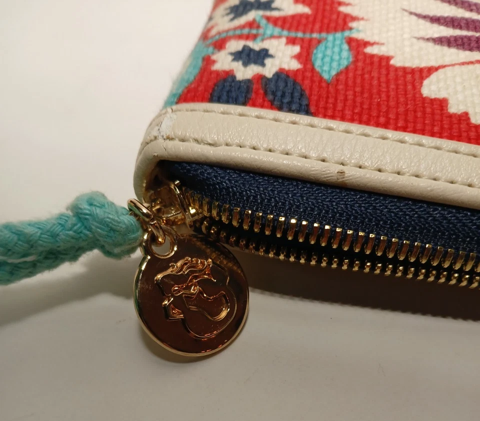 Spartina 449 Little Bermuda Boho Wallet Zip Around Leather Linen - Image 4 of 4