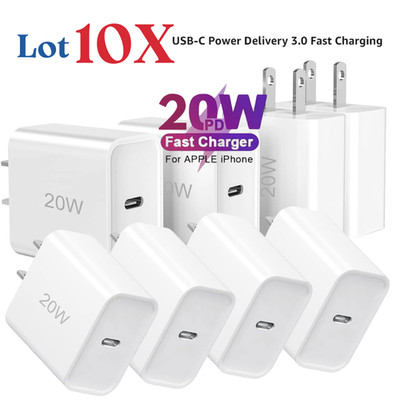 10X Fast Wall Adapter For iPhone 11/12//14/15/16/17 iPad PD Plug 20W Type C Cube