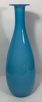Vintage Krosno Poland Cased  15.5  Glass Vase - Bright Blue - RARE - Fast Ship!