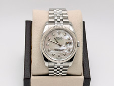 Rolex Datejust 116234 36mm Mother Of Pearl MOP Diamond Dial 18K White Gold Steel