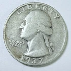 1937-S 25c Washington Silver Quarter - 90% SILVER VERY GOOD DETAILS #9950