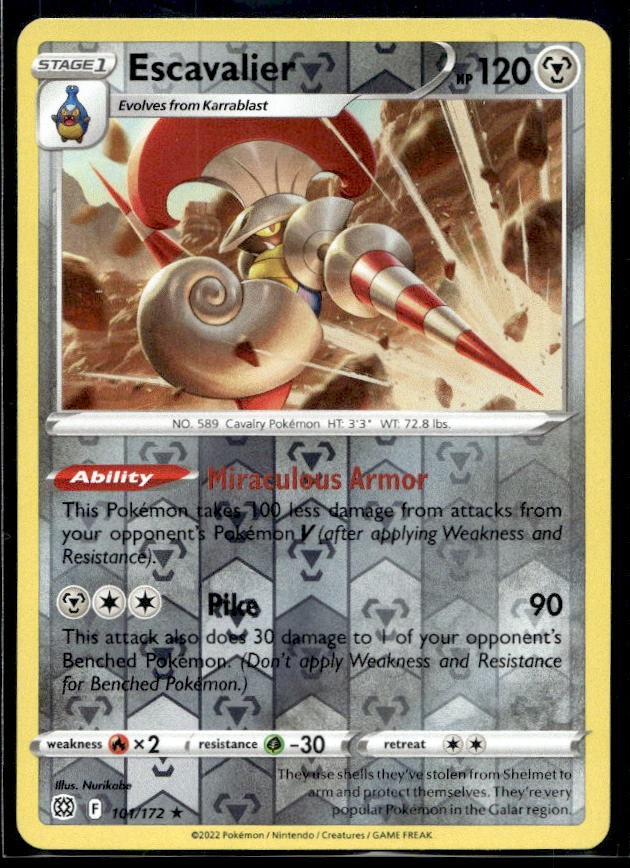 Escavalier Pokemon SWSH09: Brilliant Stars 101/172 Reverse Holo LP