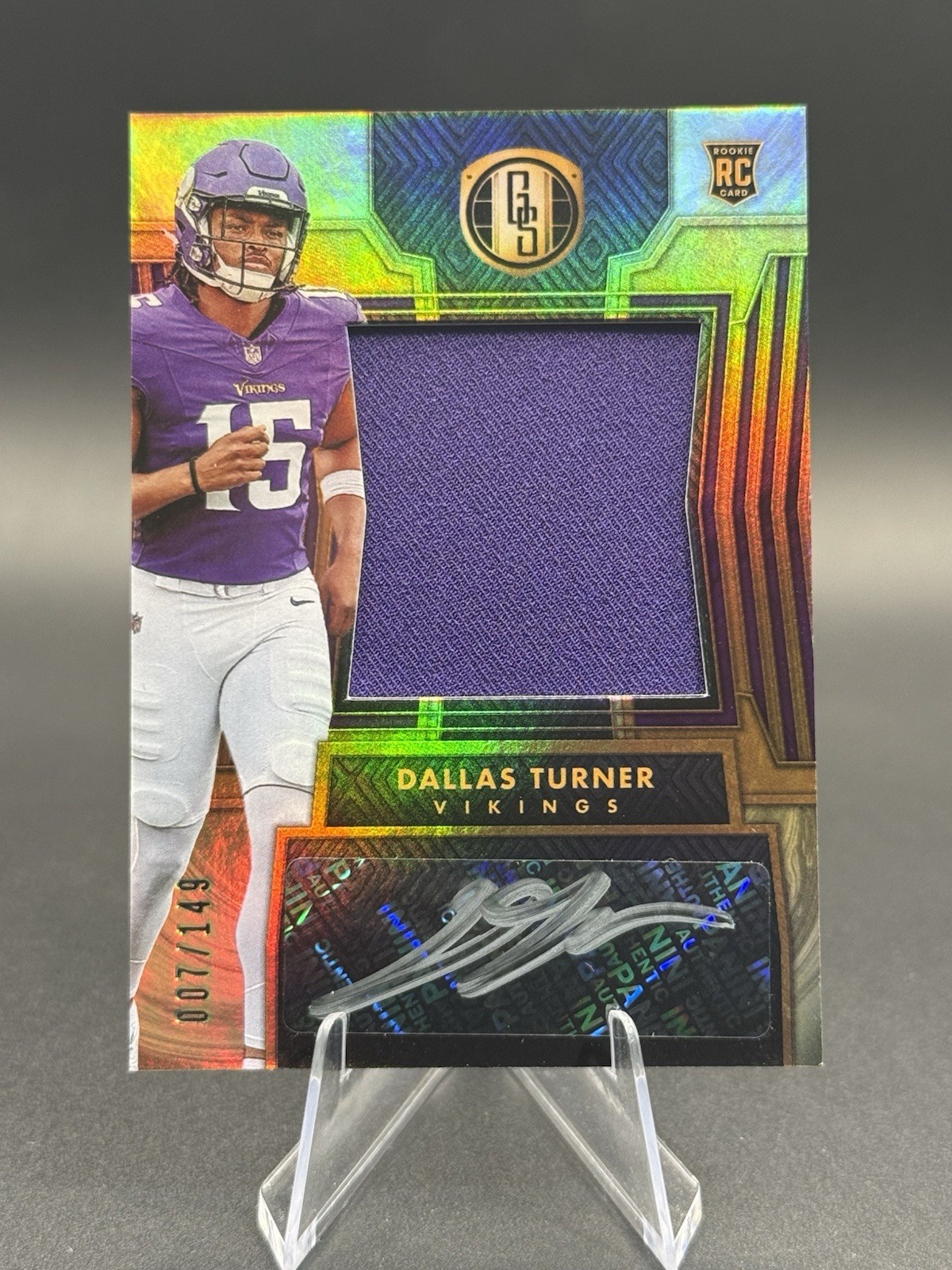 2024 Panini Gold Standard Dallas Turner Rookie Patch Auto /149 Vikings RPA #247