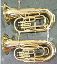 EUPHONIUM 4 VALVE HORN PURE BRASS METAL IN GOLD POLISH CUSHION CASE FREE SHIP