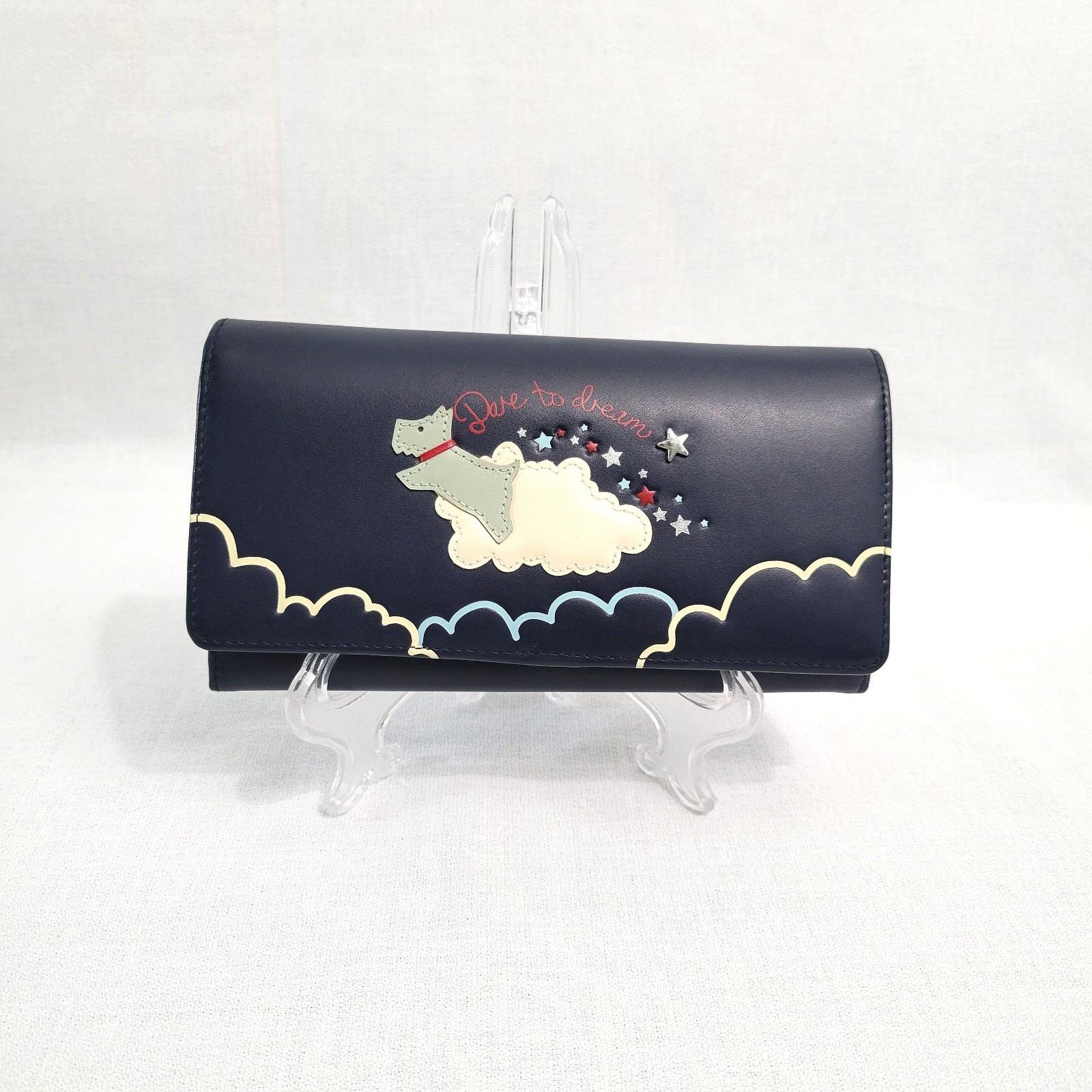 Radley London Dare to Dream Large Flapover Matinee Wallet Navy Leather Scottie