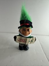 Vintage Russ Troll Doll Christmas Carol Green Hair Black Hat 18448 Tag