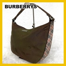 Borsa a tracolla Burberrys Blue Label Nova bordo a quadri nylon marrone 11,4 x 7,9 pollici