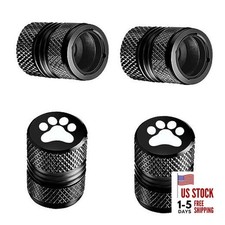 Tire Valve Stem Caps - 4 Pack Anti-corrosion Premium Anodized Dog Cat Paw Black